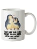 Mr. & Mrs. Panda Tasse Pinguin umarmen mit Spruch in Weiß