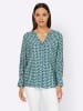 Heine Langarm-Bluse in ecru-royalblau-gemustert