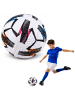 LEAN TOYS Trainingsfußball für Rasenplätze, weiß, gemustert, 22 cm, Größe 5