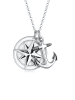 KUZZOI Halskette 925 Sterling Silber Anker, Kompass in Silber