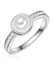 Trilani Ring aus Sterling Silber mit Zirkonia Muschelkernperle in silber