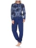 NORMANN Frottee Schlafanzug langarm Bündchen Floral in marine