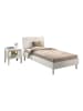 58 aufm Kessel EINZELBETT SET 90x200 Keeley Buche Weiß Holz Konsole Komfort Stabil