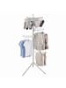 relaxdays Wäscheständer Kleiderbügel in Silber/ Weiß - (B)59 x (H)170 x (T)59 cm