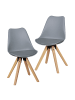 KADIMA DESIGN Esszimmerstühle 2er-Set | Kunstleder, Naturholzbeine, Skandinavisch in Grau