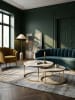 KADIMA DESIGN Couchtisch 2er-Set | Marmor-Optik Weiß-Gold, Metall, Rund in Gold