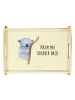 Mr. & Mrs. Panda Holz Tablett Koalabär mit Spruch in Gelb Pastell
