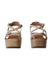 Emilie Karston Napolie-Sandalen aus Leder mit Keilabsatz Beige