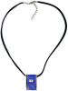 Gallay Kette 32x21mm Metallanhänger silberfarben Email blau Glassteine Kordel blau 45cm in blau