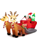 COSTWAY Aufblasbar Weihnachtsmann mit Schlitten LED in Bunt