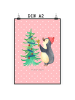 Mr. & Mrs. Panda Bild Pinguin Weihnachtsbaum ohne Spruch in Rot Pastell