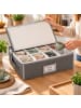 relaxdays 2 x Aufbewahrungsbox für Geschirr "Tassen" in Grau
