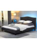 Beliani Doppelbett mit LED MONTPELLIER in Grau/Dunkler Holzfarbton