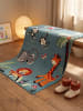KADIMA DESIGN CASOLA Kinderteppich Blau 80x150 Dschungel Polypropylen Kinderzimmer in Blau