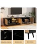 ABRIHOME TV Schrank in Natur Schwarz 175x31x43,5 cm mit LED Glas 3 Fächern für 75 Zoll