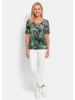 GOLDNER Viskoseshirt mit Palmenprint in dunkelgrün / gemustert