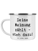 Mr. & Mrs. Panda Becher Spruch Mutig zu Meinungen mit Spruch in Weiß
