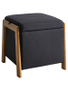 Beliani Pouf EDLAND in Schwarz/Braun - (W) 45 x (H) 44 x (L) 43 cm