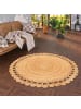 Pergamon Naturfaser Teppich Jute Salsa Natur Boho Rund in Beige