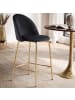 KADIMA DESIGN 2er Set Barhocker Samt Hocker mit Lehne & goldenen Beinen, in Schwarz