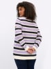 sheego Langarm-Pullover in lila-ecru-geringelt