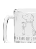 Mr. & Mrs. Panda Bierkrug Glas Hund Blume mit Spruch in Transparent