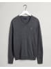 Gant V-Neck Pullover aus Extra Fine Lambswool in Dk charcoa