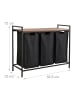 relaxdays Wäschesammler in Braun/ Schwarz - (B)92,5 x (H)72 x (T)33 cm