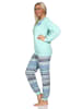 NORMANN Frottee langarm Schlafanzug Pyjama Streifen - 80661 in blau