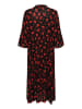 Kaffe Kleid KAamber A-shape in Black_Red Flower Print