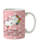 Mr. & Mrs. Panda Kindertasse Einhorn Blümchentail mit Spruch in Rot Pastell