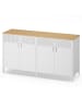 SONGMICS Aufbewahrungsschrank Bravon in Weiß-Beige - (B)141 x (H)76 x (T)40 cm
