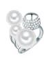 Lulu & Jane Perlen-Ring aus Messing mit Glas und Muschelkernperle in silber