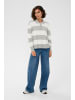 Kaffe Strickpullover KAlizza Baggy fit in Light Grey M/Chalk Wide Stripe