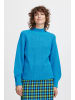 b.young Grobstrick Pullover mit Ballonärmeln Sweater mit Kragen in Blau