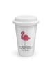 Mr. & Mrs. Panda Thermokaffeebecher Flamingo Classic mit Spruch in Weiß