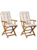 Beliani 2er-Set Esszimmerstuhl MAUI PREMIUM in Braun/Beige
