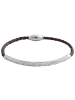 Adeliás Damen Armband – Armreif aus Leder mit Strass Steinchen 19 cm in braun