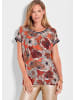 GOLDNER Blusenshirt Kurzarm Oberteil mit floralem Design in pfirsich / gemustert