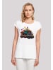 F4NT4STIC Extended Shoulder T-Shirt Blumen Auto Tee in weiß