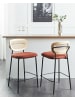 Beliani 2er-Set Barhocker MAYETTA in Naturfarben/Orange/Schwarz