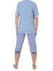 NORMANN Capri Pyjama kurzarm und Spitzenbesatz - 44524 in blau