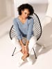 creation L V-Ausschnitt-Pullover in jeansblau-mint-meliert