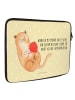 Mr. & Mrs. Panda Laptop Tasche Katze Wolle mit Spruch in Gelb Pastell