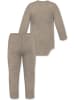 Normani Outdoor Sports Baby Merino Langarmbody und Hose in Beige