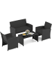 COSTWAY 4 tlg. PE-Rattan Gartenmöbel Set in Schwarz