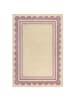 KADIMA DESIGN Wollteppich Grafisch, Rahmen, Wohnzimmer schmutzabweisend in Lila-Beige