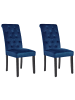 Beliani 2er-Set Esszimmerstuhl VELVA in Blau/Schwarz