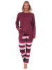 NORMANN Pyjama Schlafanzug gestreifter Hose interlock in rosa