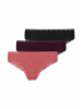 SNOCKS Brazilian Slips mit Spitze aus Bio-Baumwolle Mix (Mauve/Weinrot/Schwarz) 3 Stück